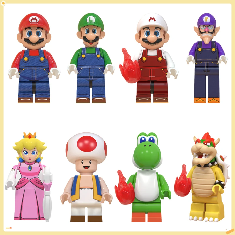 Figura de Super Mario Bros, modelo de dibujos animados, Mini figuras de Anime, juguetes para montar, adornos de escritorio de moda para niños, estatua coleccionable
