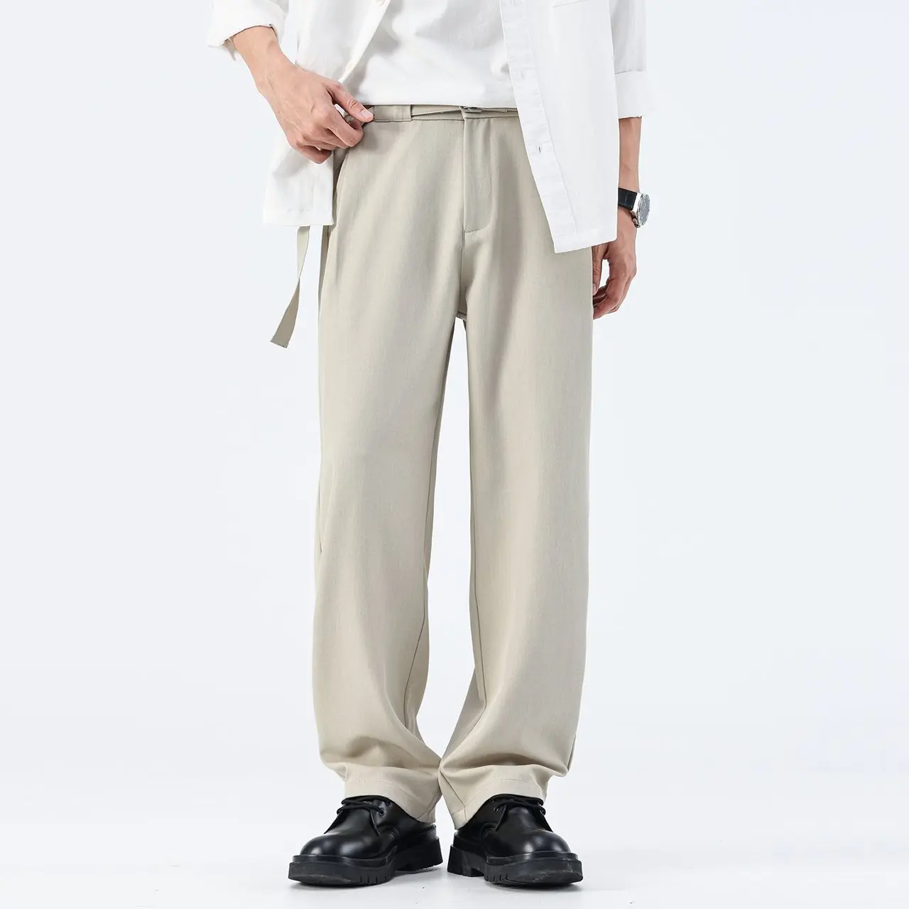 Spring Summer Commuter Casual Trousers Men Fashion Vintage Loose Plus Size Straight Suit Pant
