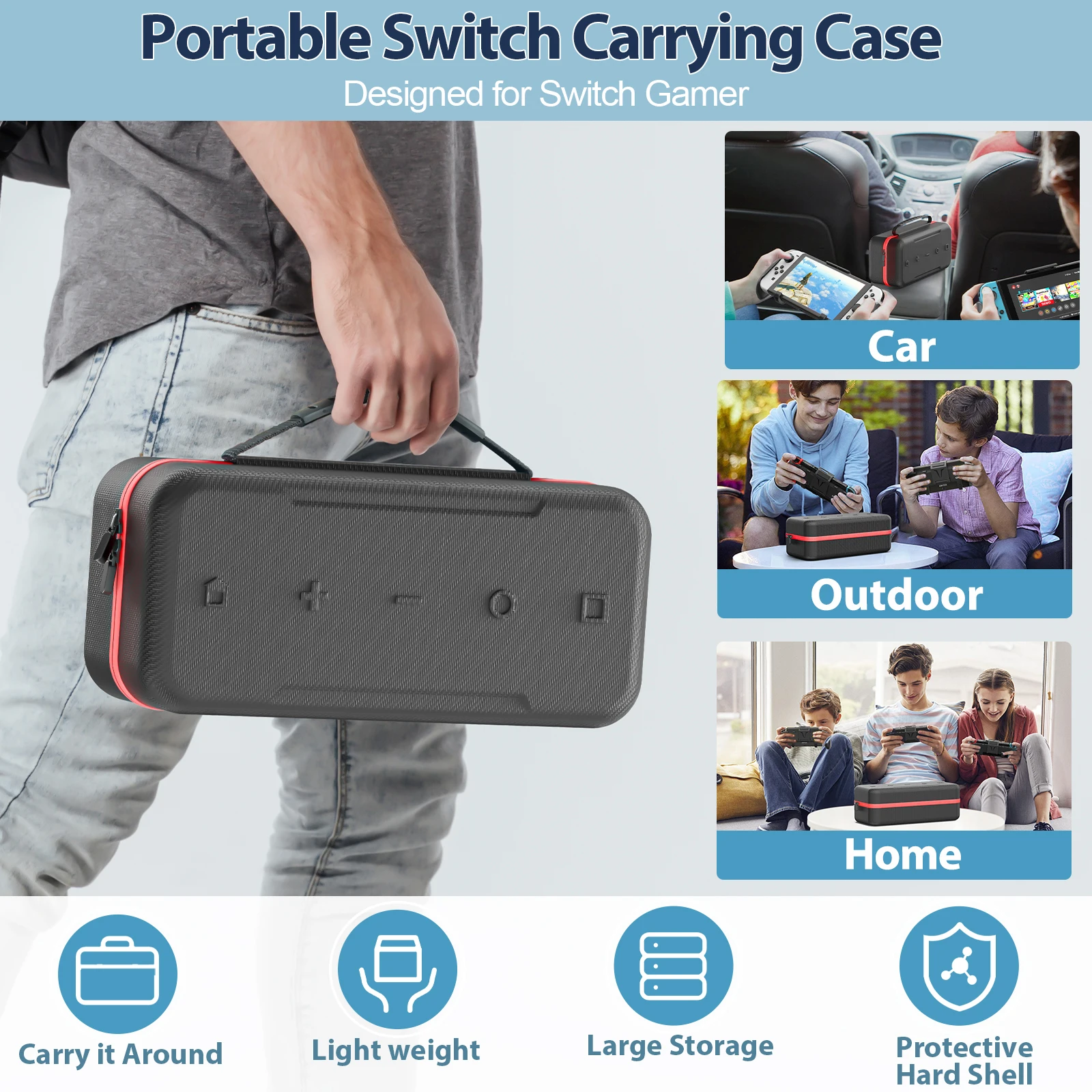 For Switch OLED Carrying Case Portable Switch Travel Carry Case Fit For Joy-Con And Adapter Hard Shell Protective Switch Case