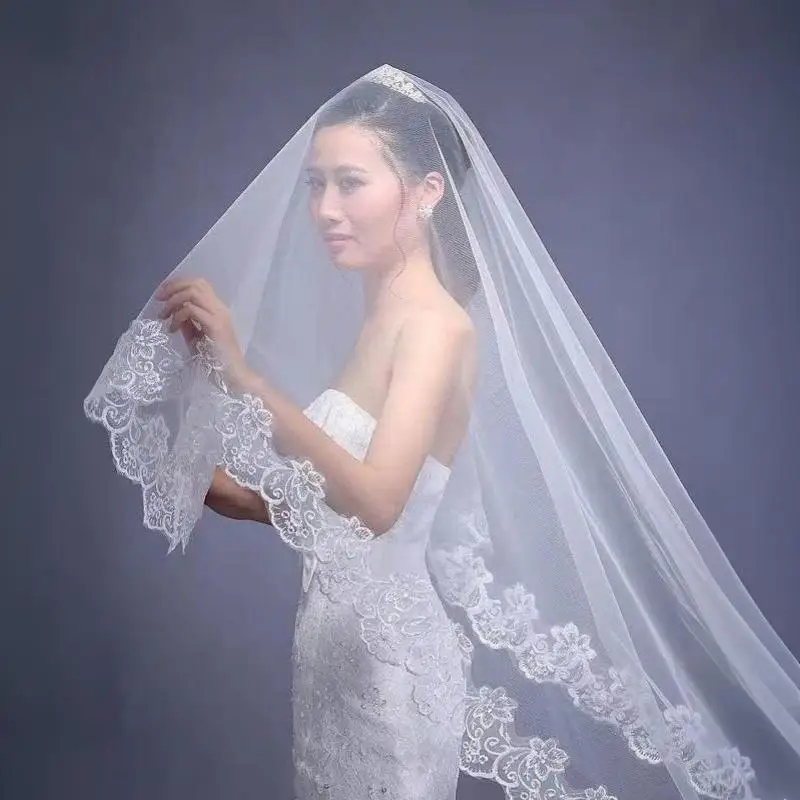 New Veil Short Wedding Veil For Simple Style Wedding Accessory Single-Layer Lace Short Veil 1.35 X 1.1 Meters
