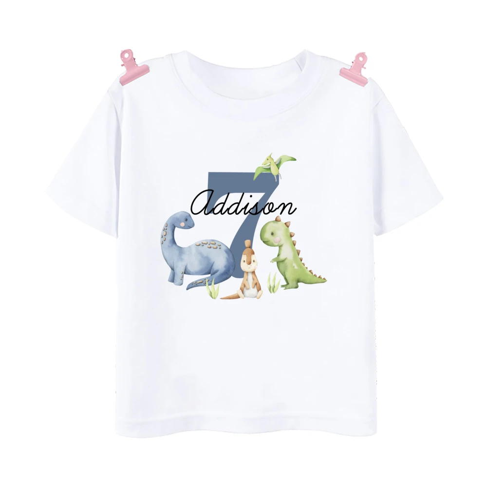 Personalized Birthday Shirt 1-9 Year T-Shirt Wild Top Boys Birthday Party T Shirt Wild dinosaur with Name Clothes Kids tee Gift