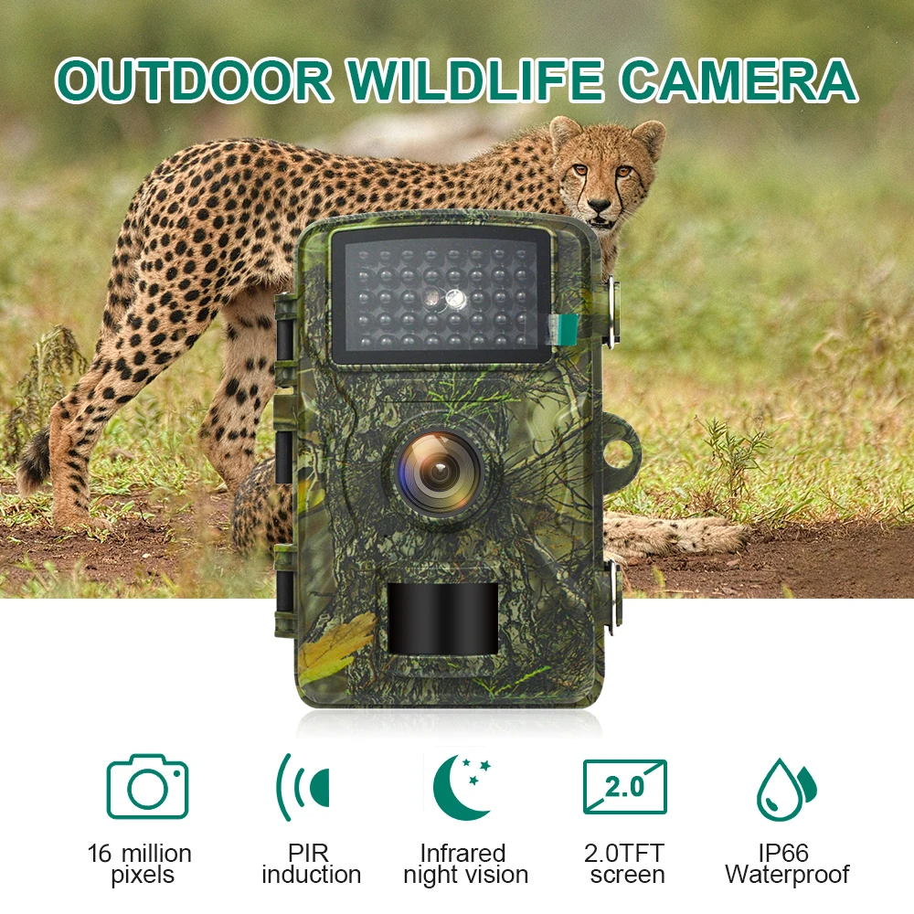 Trail Camera 16MP 1080P Wildlife Scouting Camera with 12M Night Vision Motion Sensor IP66 Waterproof Monitoring Tracking