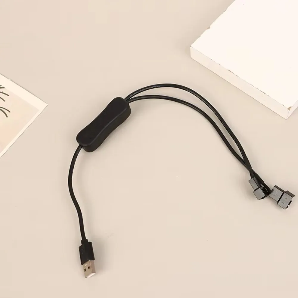 New 1 To 2 USB Cable 4 Pin With Switch Fan Power Supply On Off Switch 40cm Power Switch Adapter Cable
