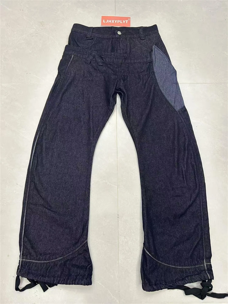Men's Patchwork Design Vintage Thin Jeans Spring Street Trousers Young Boys Sweatpants Male Straight Loose Casual Wide Leg Pants view 4
