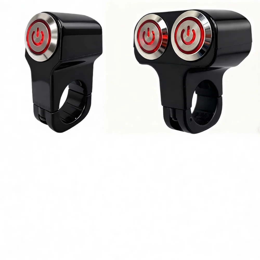 Electric Bike Handlebar Spotlight Switch Aluminum Alloy Self Locking Button With Indicator Lamp For Motorcycle Repair