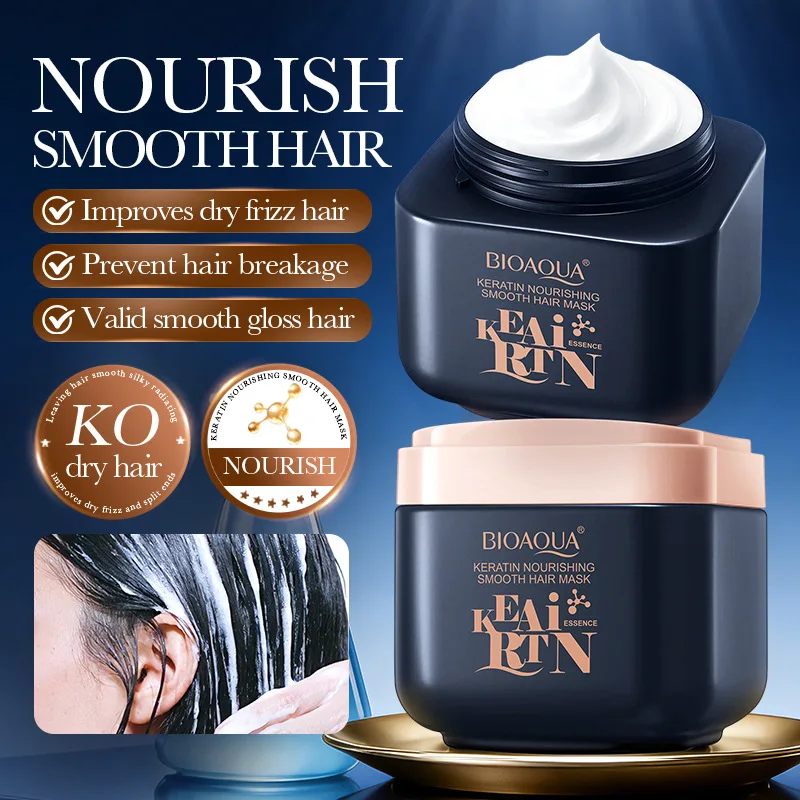 

Keratin nourishes hair mask, improves frizz, softens hair conditioner, nourishes and moisturizes hair, repairs split ends