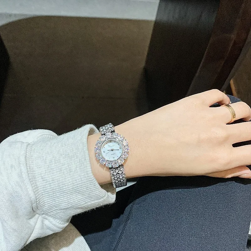 Women\'s Watch Full Diamond Top Luxury Brand Quartz Steel Watches For Ladies Elegant Zircon Crystal Fashion Wristwatch Clock