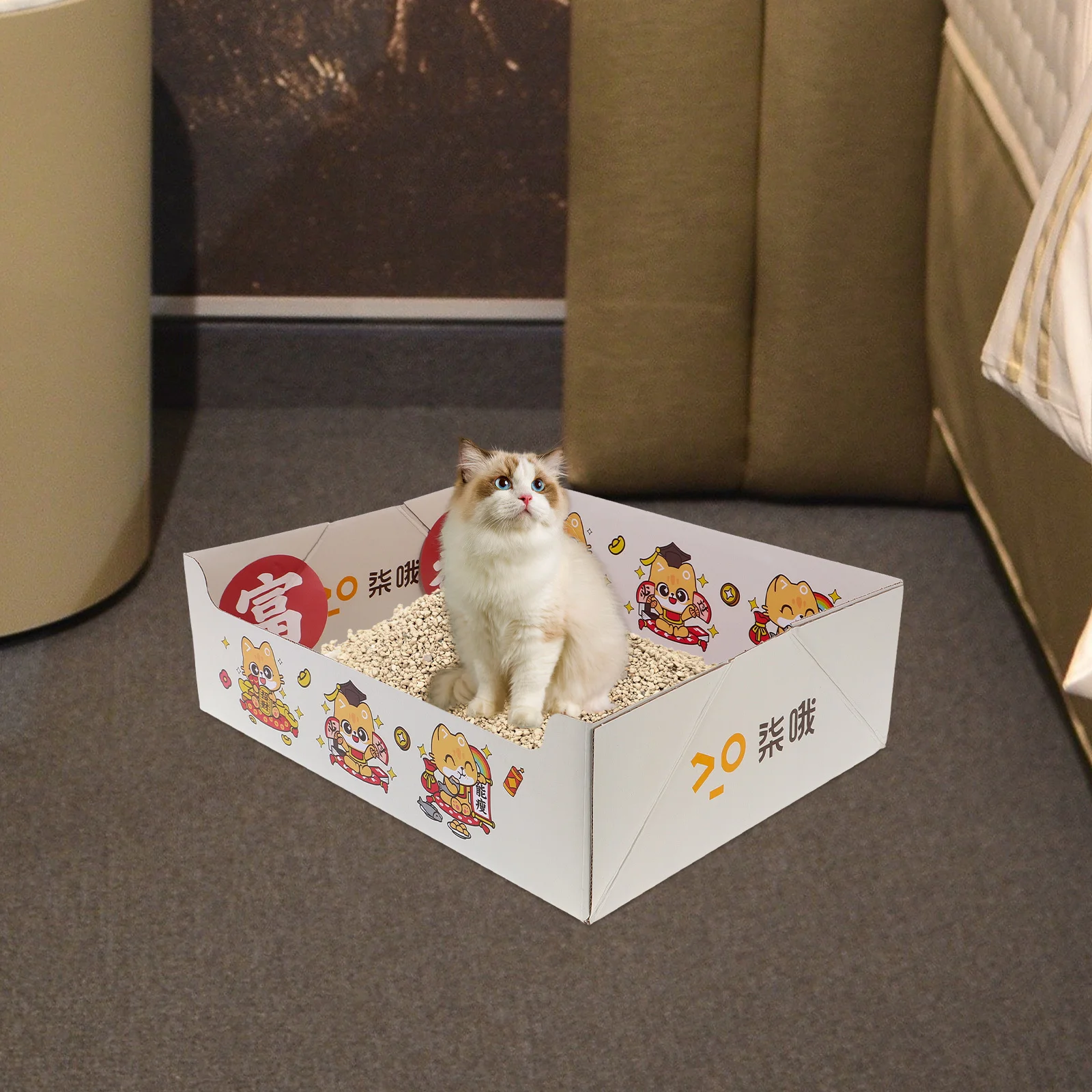 

Portable Collapsible Cat Litter Box Foldable Travel Pet Litter Tray Disposable Outdoor Indoor Small Kitten Use