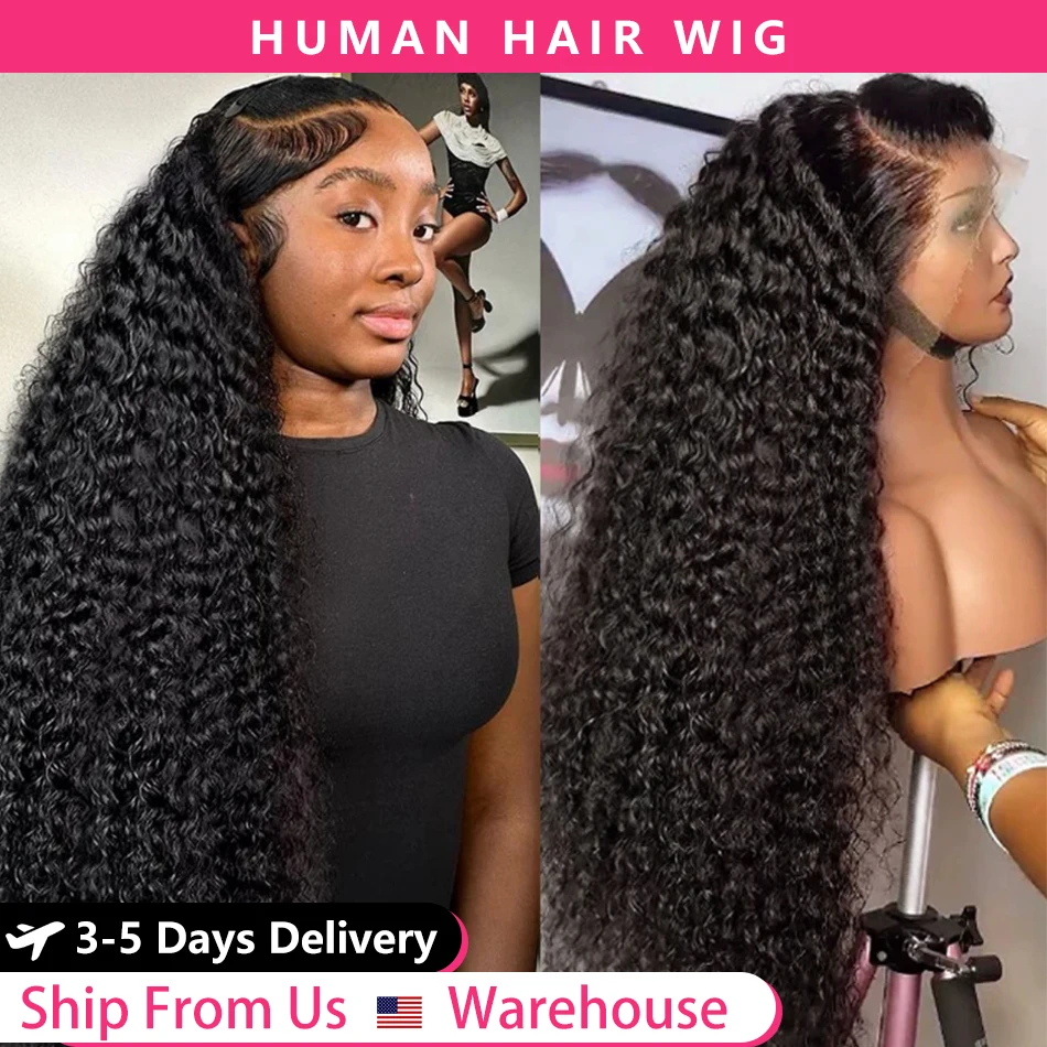 Deep Wave 13x4 13x6 HD Transparent Lace Front Human Hair Wigs Remy Human Hair 30 40inch Wet And Wavy Water Wave Frontal Wig