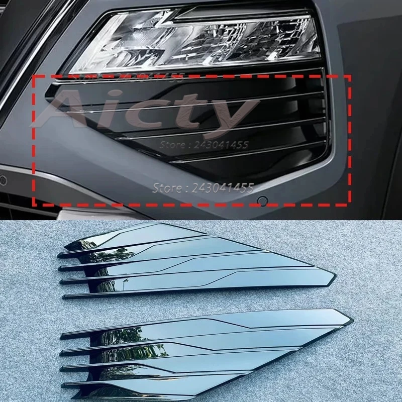 For Nissan Rogue X-Trail T33 2022 2023 ABS Black Front Foglight Bumper Cover Trim Foglight Decoration Round Sticker Styling