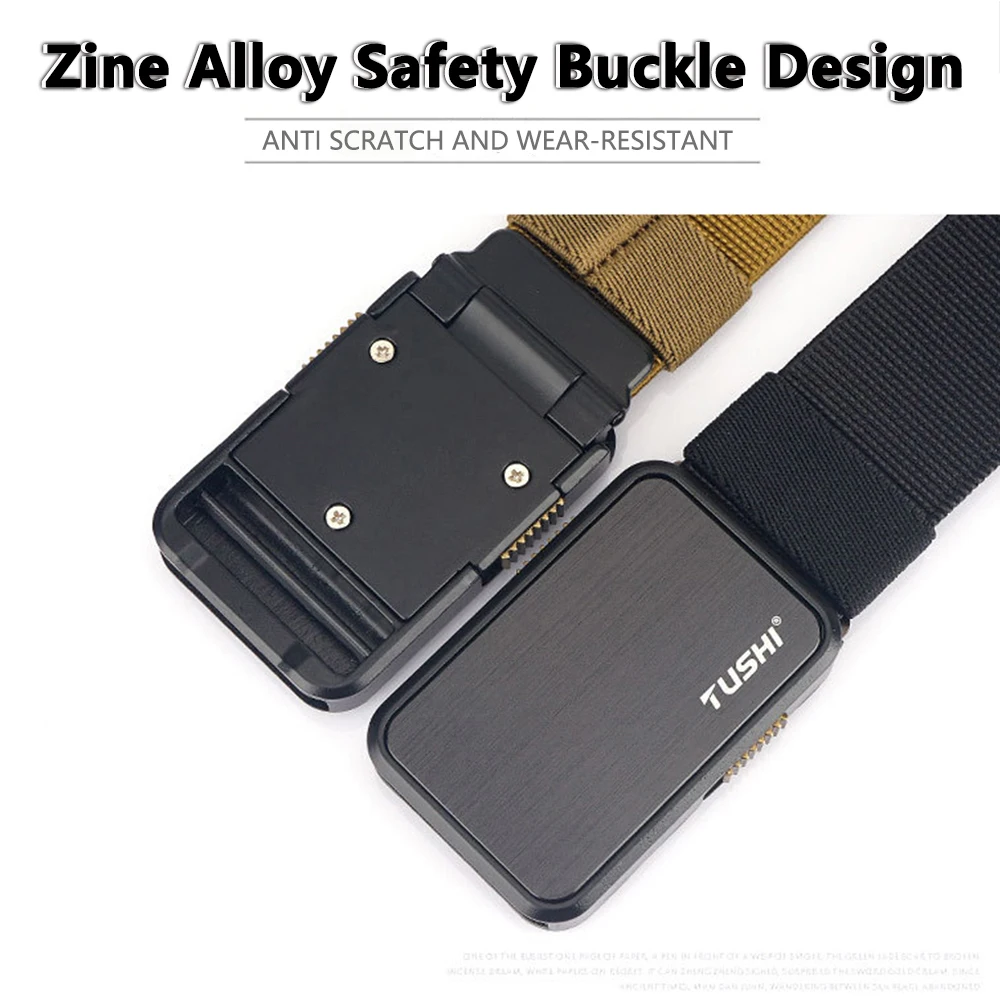 TUSHI Sabuk Taktis Gesper Otomatis Baru untuk Pria Sabuk Kanvas Kipas Militer Multifungsi Sabuk Pinggang Latihan Nilon Luar Ruangan