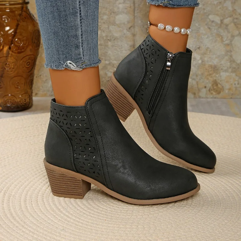 Ankle Boots for Women Leather Splicing Suede Lightweight Plain Soft Woman Short Shoes Trend 2026 Y2k New In Autumn Sale Booties