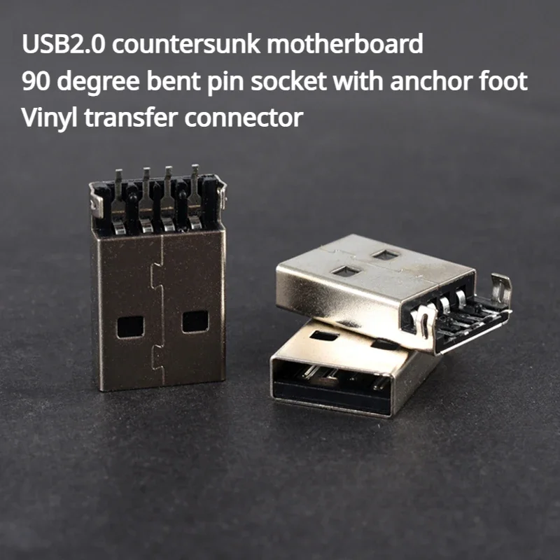 USB2.0 countersunk motherboard 90 degree bent pin socket with anchor foot Vinyl transfer connector