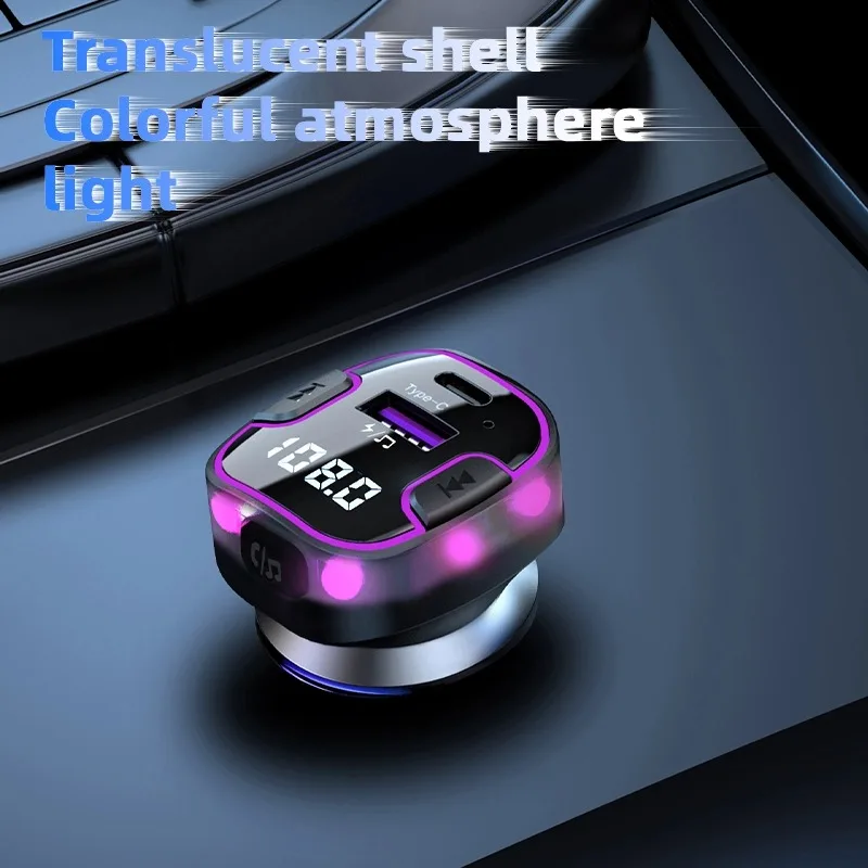 سماعة لاسلكية تعمل بالبلوتوث سيارة FM الارسال يدوي سيارة كيت USB C شاحن راديو FM محول مشغل MP3 لجميع السيارات #5