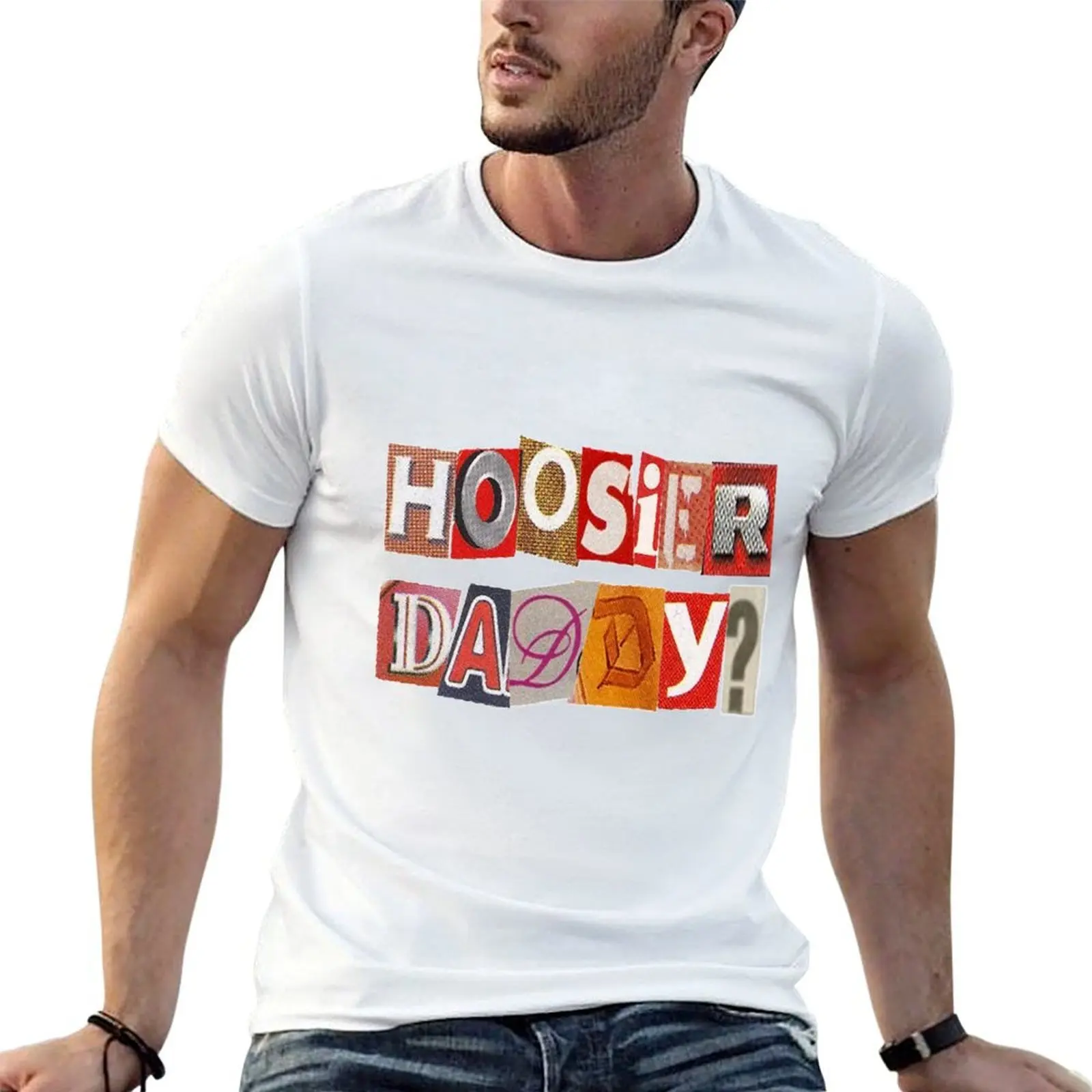 Camiseta Hoosier Daddy Indiana University, camiseta preta de algodão lisa para homem, pacote de camisetas de anime, camisetas masculinas