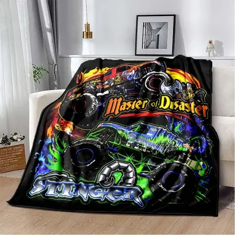 3D Monster Jam Monster Truck Tecknad Flanell Mjuk Pläd Pojkar Sovrum Bäddsoffa Varm Pläd Picknick 10 best sales monsterjam - №2