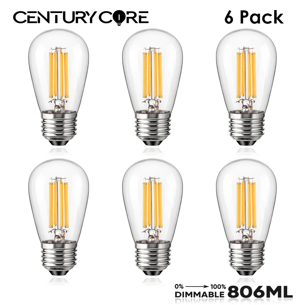 

Vintage ST45 Led Light Bulb 220V E27 110V E26 S14 Dimmable 6.5W Equivalent To 75W High Lumen 806LM Pendant Edison Filament Lamp