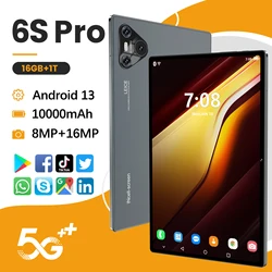 Tableta Android 6S Pro de 16 GB + 1TB, Tarjeta SIM Dual 5G o WIFI, 10,1 pulgadas, Snapdragon 870 Global, 10000mAh, Original, PC