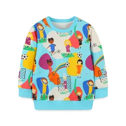 Jumping Meters 2-7T Cartoon Football Match Girls Sweatshirts For Autumn Spring Hot Selling Kids Clothing Toddler Hooded Shirts