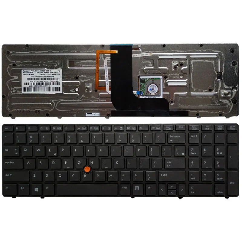 NEW US Laptop Keyboard for HP Elitebook 8560W 8570W English with Backlit Keyboard