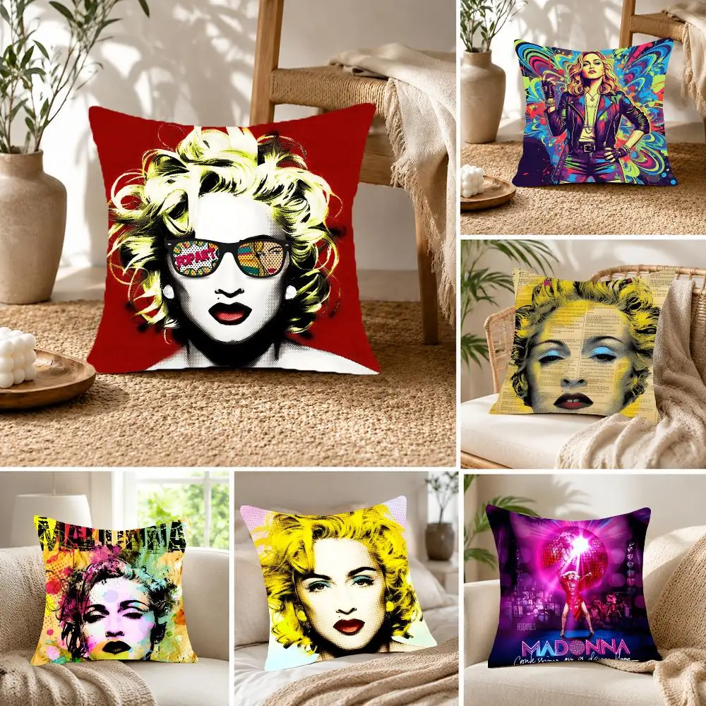 Iconic Pop Singer M-Madonna-T Cushion Cover Fluffy velvet Nordic style plush Living room sofa decorative