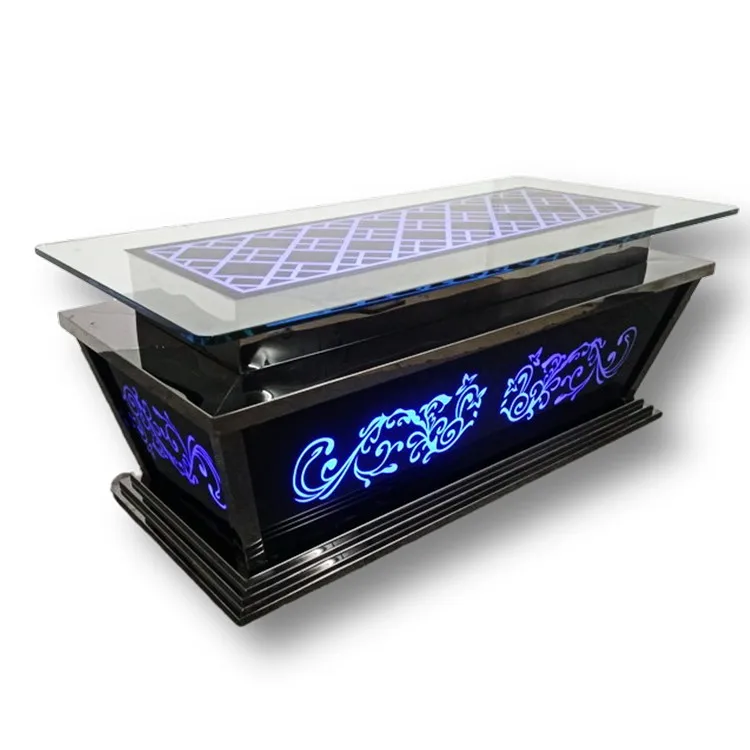 stainless steel led lighting furniture tempered glass bar furniture bar table led buffet table