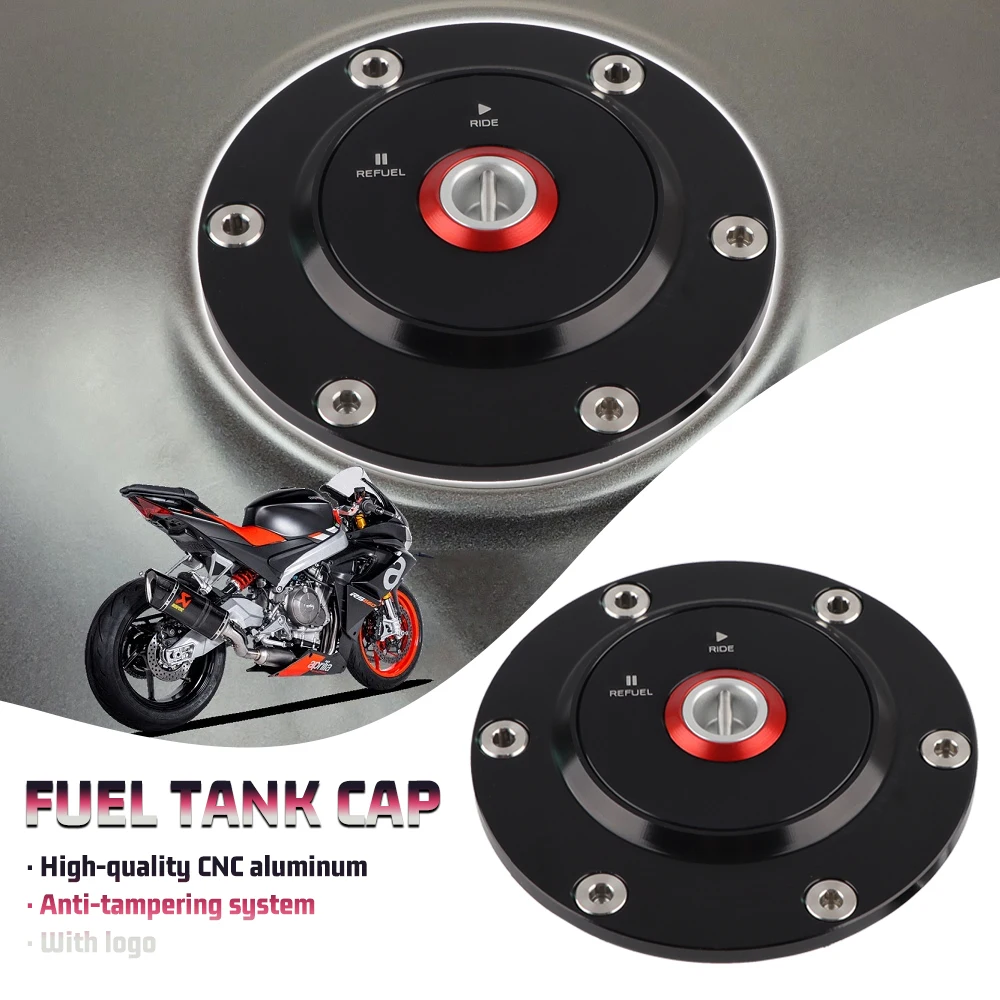 Motorcycle CNC Key Lock Tank Cap Fuel Plug For Aprilia RS 660 / Tuono 660 / Factory 2021-2026 Anti-Theft Oil Gas Cover New Style