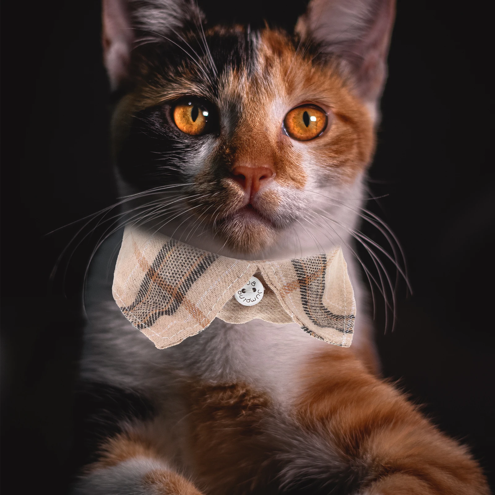 

Pet Collar Tie Kitten Plaid Cat Collars Adjustable Accessories Cloth Brown Christmas Dog Supplies Lightweight Safe Washable