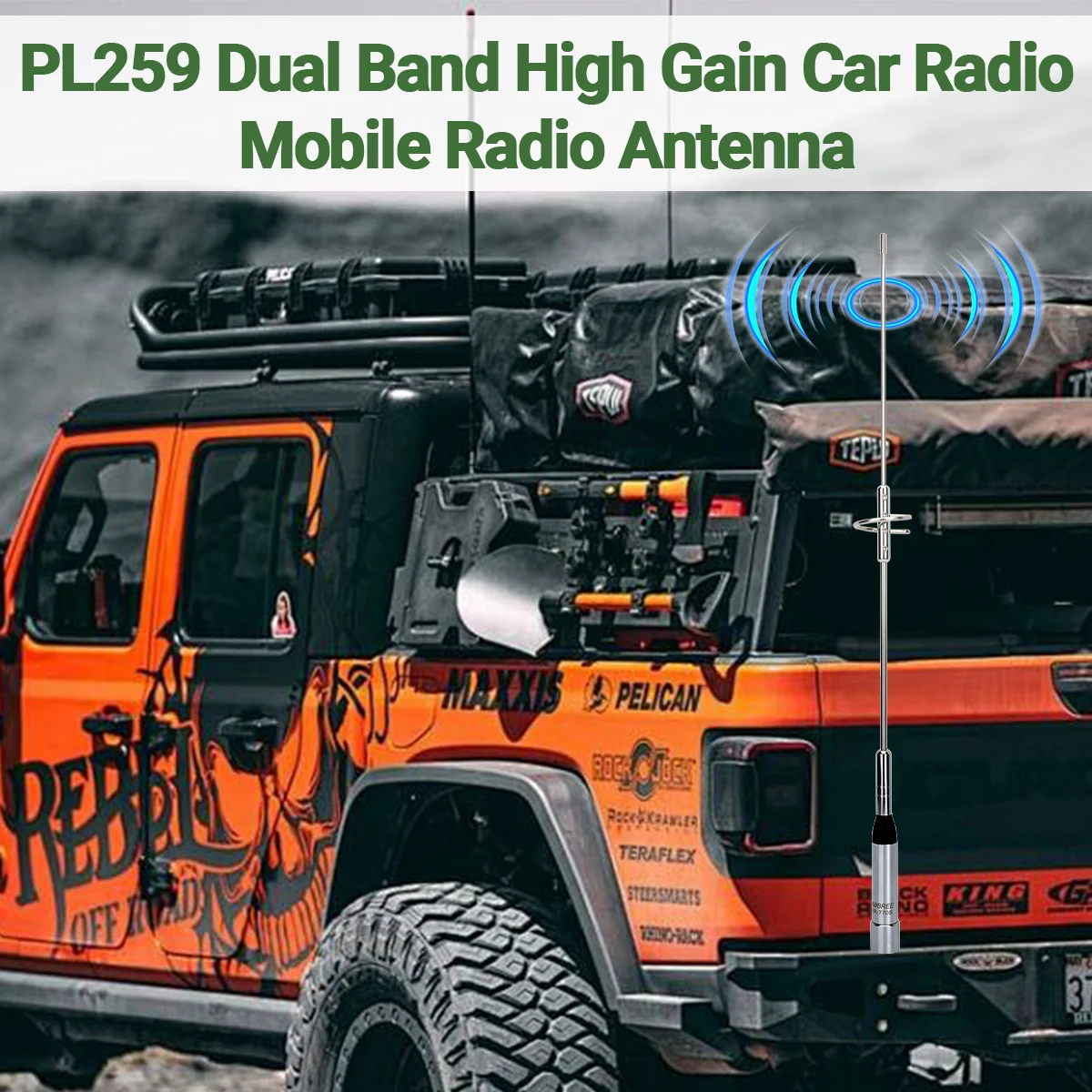 ABBREE AR-770S antena móvil doble banda PL259 ganancia alta - imagen 4