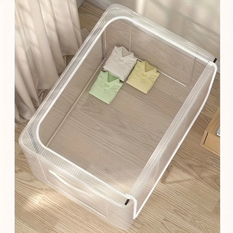 Versatile Folding Clothes Storage Box - Durable Polyester, Space-Saving Organizer for Wardrobe & Dorm Cabinets,Storage Racks