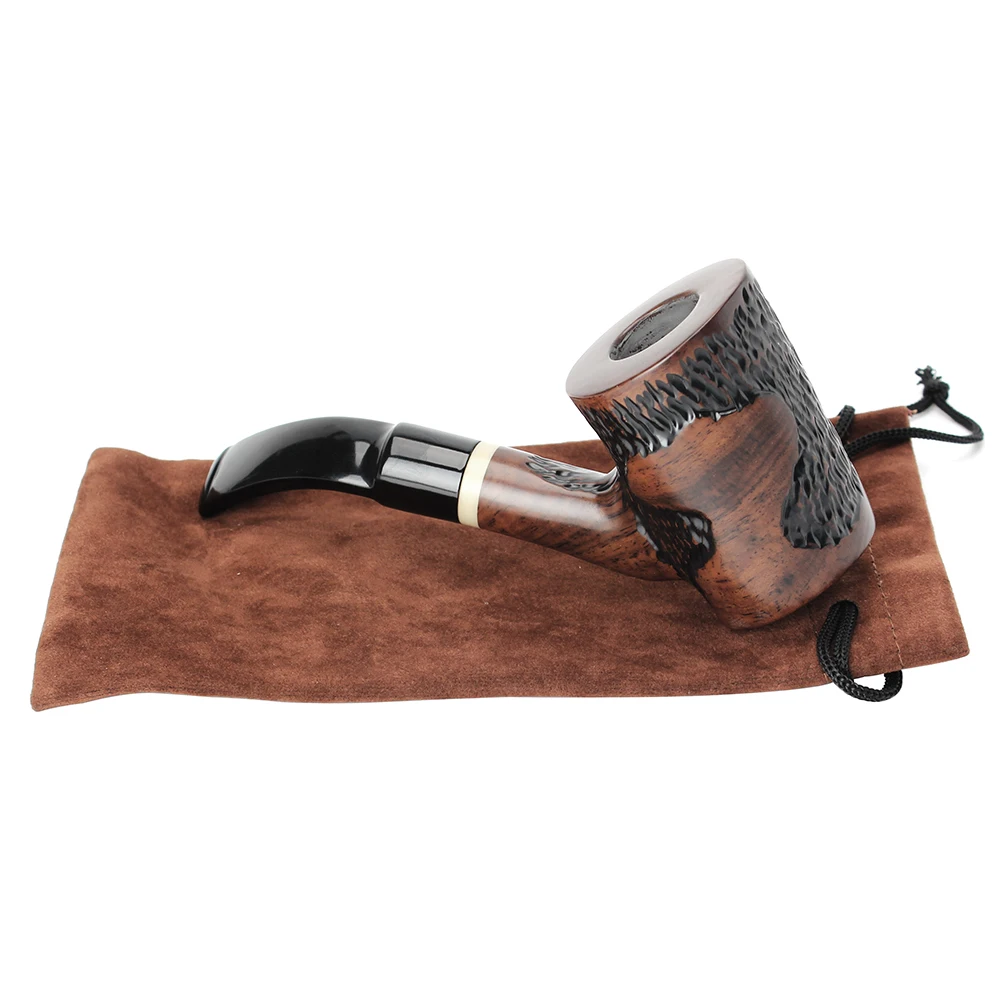 Cherrywood Tobacco Pipe Sandalwood pipe with cleaning set, acrylic bent handle, solid wood bowl, 9mm pipe channel, Father gift