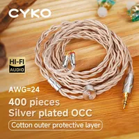CYKO 4 Core Earphone Cable 7N OCC 3.5mm/4.4mm mmcx/0.78 2pin 24K Gold-plated Hifi Replace Upgrade Balanced IEM Earphone Cables