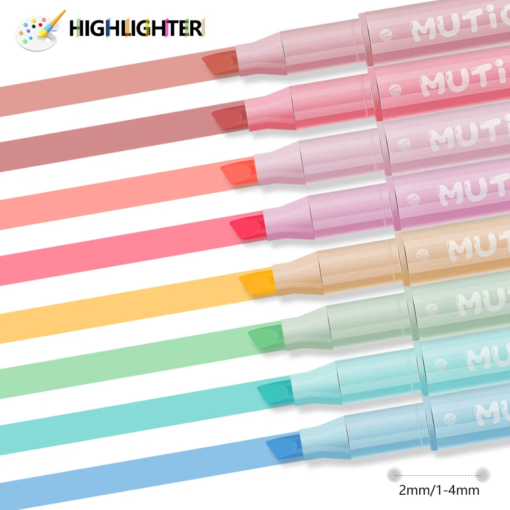 مجموعة أقلام تحديد برأس مزدوج، فرشاة قلم تحديد قابلة للغسل، طرف مائل، سجل القصاصات، أدوات مكتبية