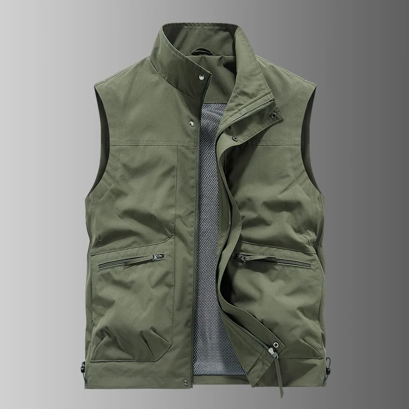 New Summer Men Big Pockets Casual Vests Coats Outdoor Waterproof Sleeveless Jackets Men Breathable Quick-drying Waistcoats 5XL