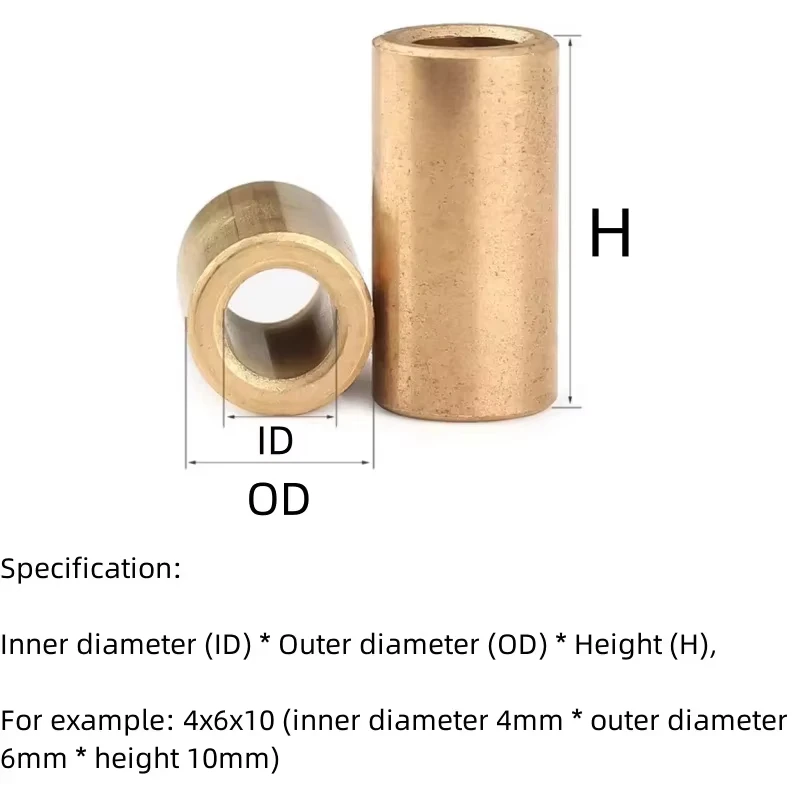 Copper Sleeve Brass Shaft Sleeve Bearing Sleeve Base Bushing Powder Metallurgy Oil Bearing M3 M4 M5 M6 M8 M10 M12 M14