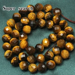 High Quality Cut Yellow Tiger Stone Tiger Eye Beaded DIY Handmade Bracelet Necklace Earring Accessories With Carved Loose Beads