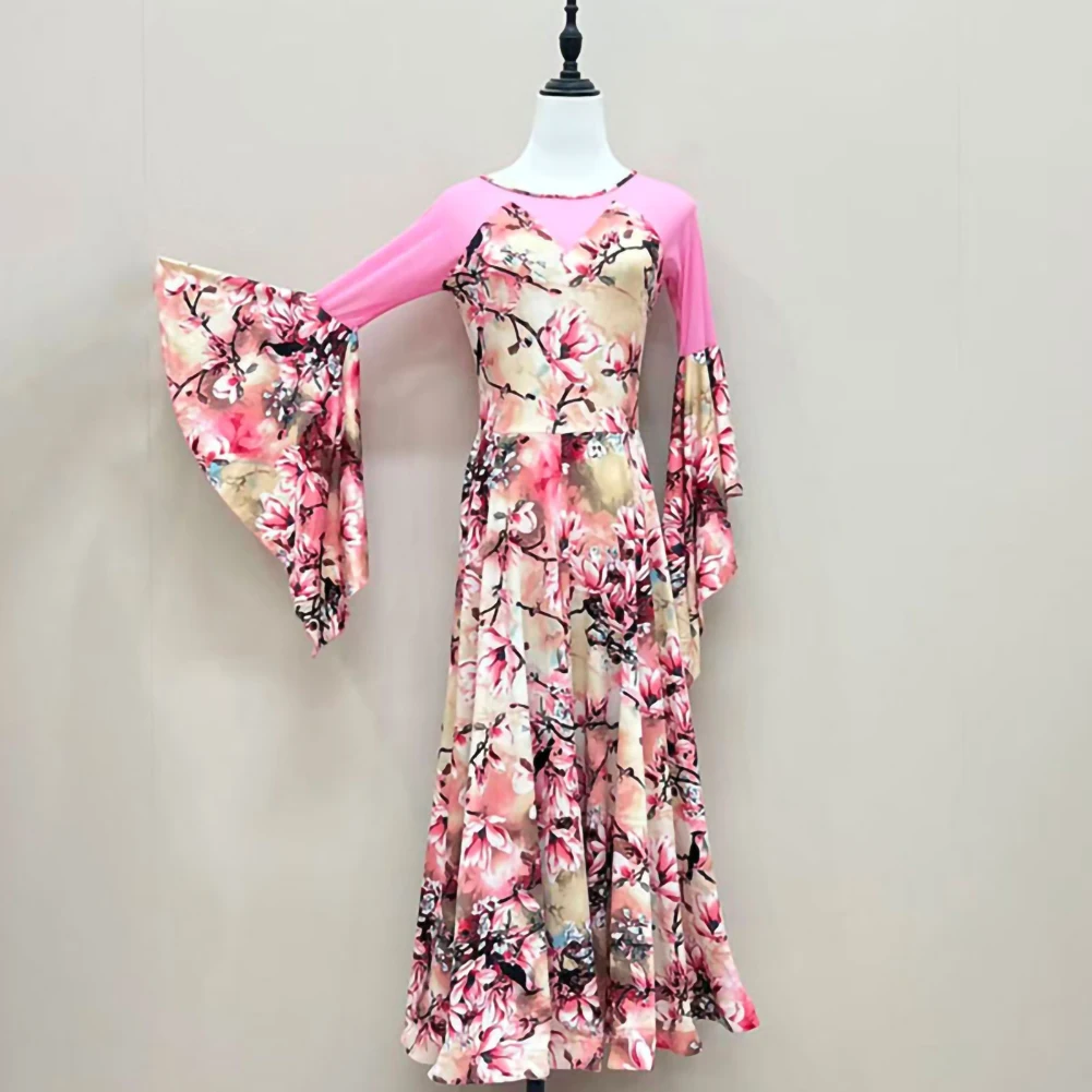 ชุดแสดงเต้นรำบอลรูมสีดำ แขนยาว คอกลม สีชมพู คุณภาพสูง สำหรับเต้นวอลซ์ รุ่นใหม่