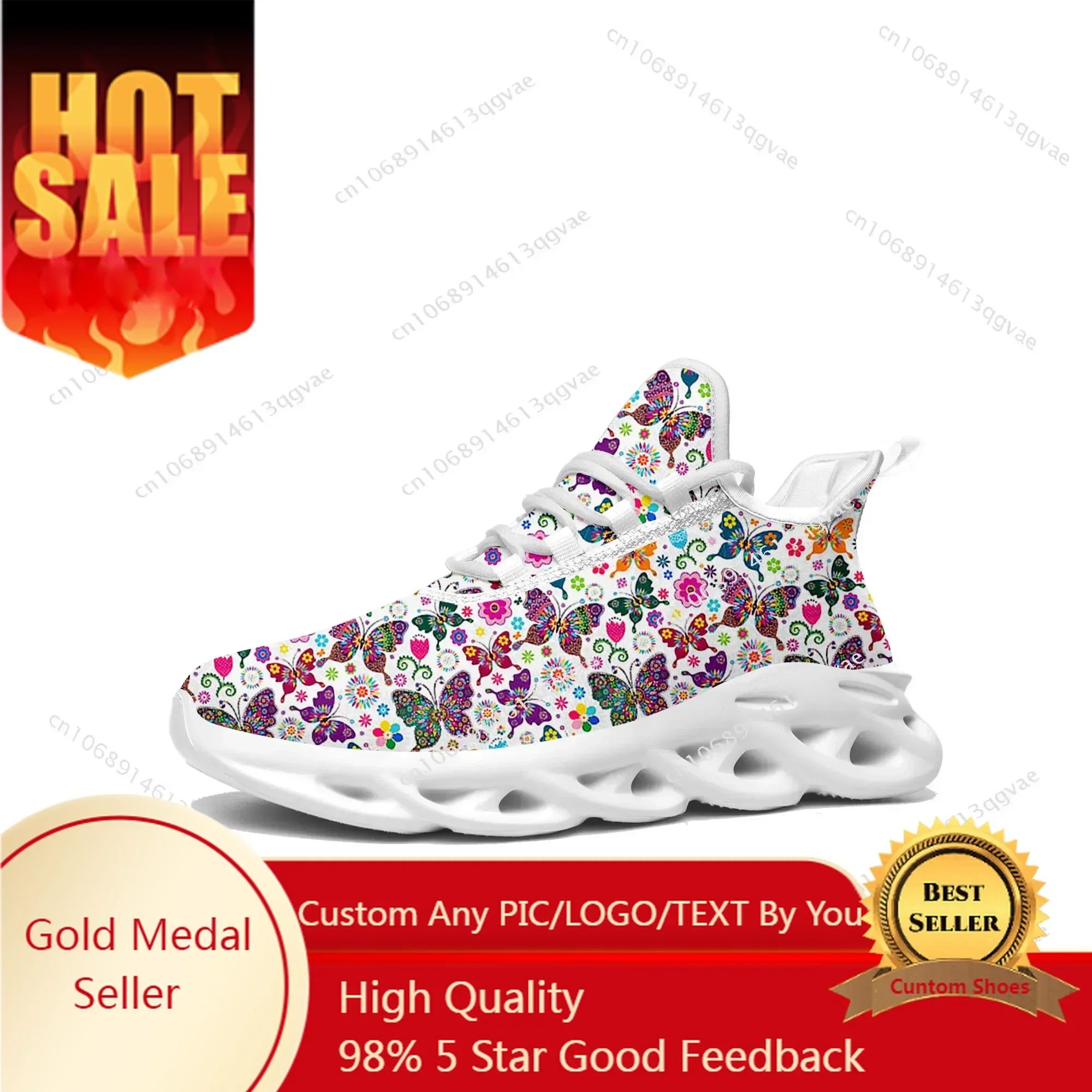 

Butterfly Prints Flats Sneakers Mens Womens Sports Running High Quality Sneaker Lace Up Mesh Footwear Tailor-made Shoe White