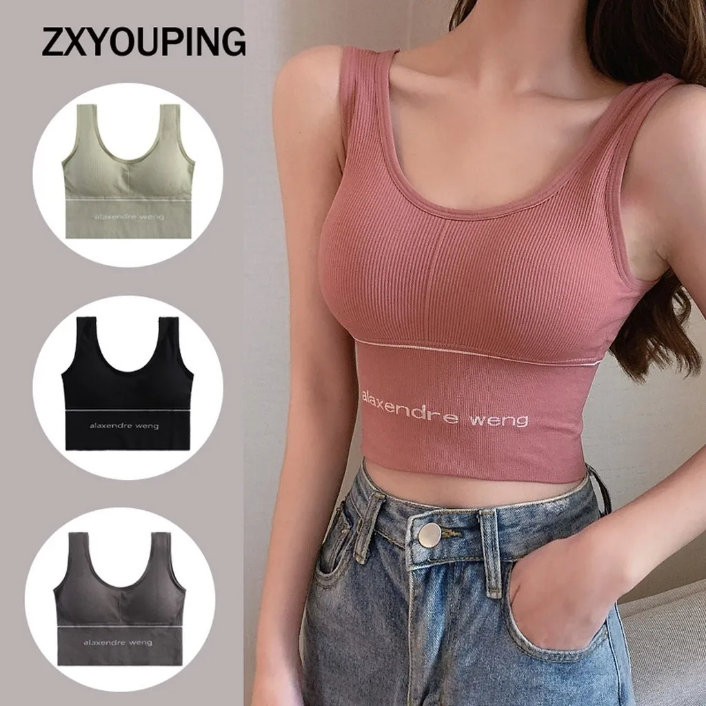 ZXYOUPING Women Seamless Sports Bra Wrap Chest Sports Yoga Fitness Shockproof Vest No Wires Push Up Tube Bra