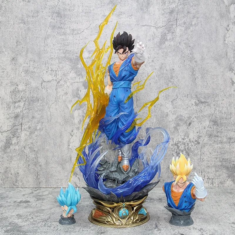 58CM Anime Dragon Ball Z Super Saiyan Vegetto Three Headed PVC Action Figures Collectible Model Doll Toys Desktop Ornaments Gift