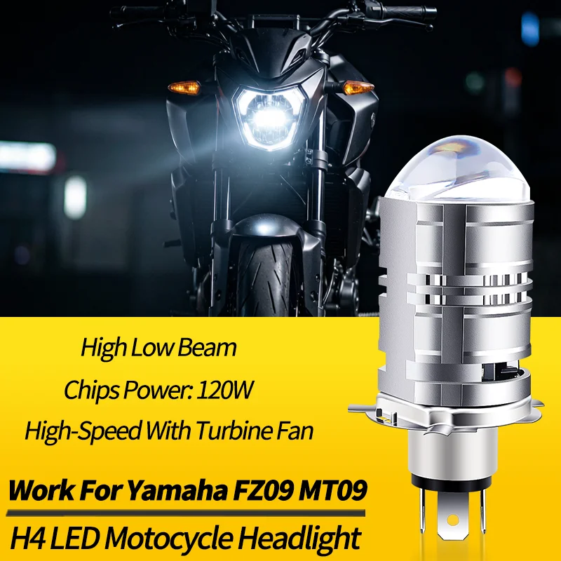 1PC LED Headlight Bulb H4 9003 HB2 High Low Beam Canbus For Yamaha FZ09 MT09 2014 2015-2016 White Motocycle Retrofit Accessory