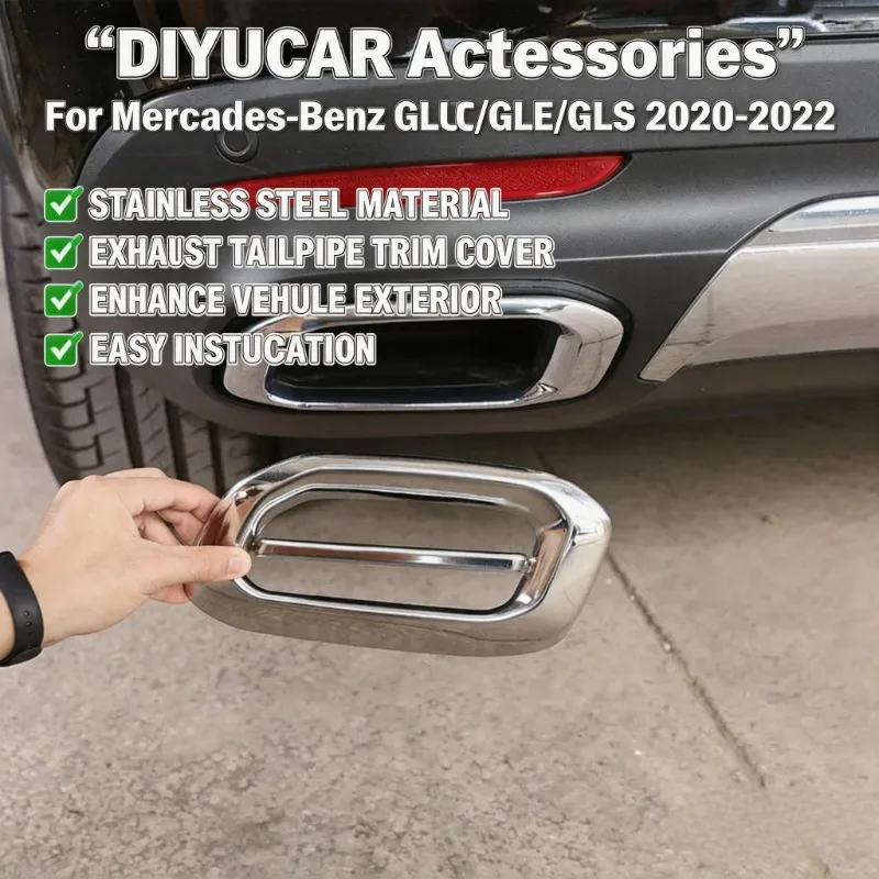 Für Mercedes Benz GLE GLC GLS W167 X253 X167 2020-2022 Edelstahl Auto-Schalldämpfer Auspuffrohr-Abdeckung Auto-Zubehör