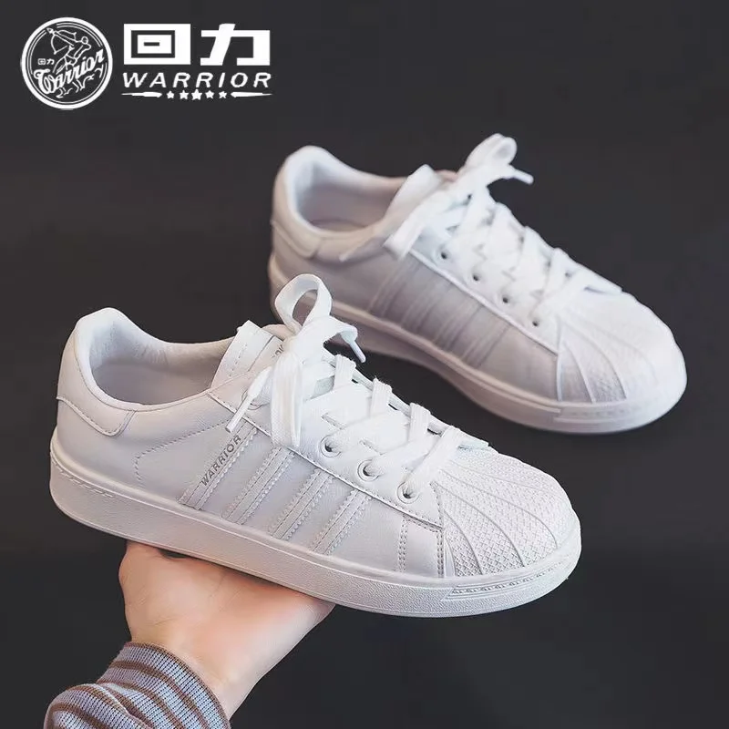 Warrior All Star Fashion Women Men Couple Casual Sneaker White Shell Flat Leather luxury Designer Shoes For Women High-quality