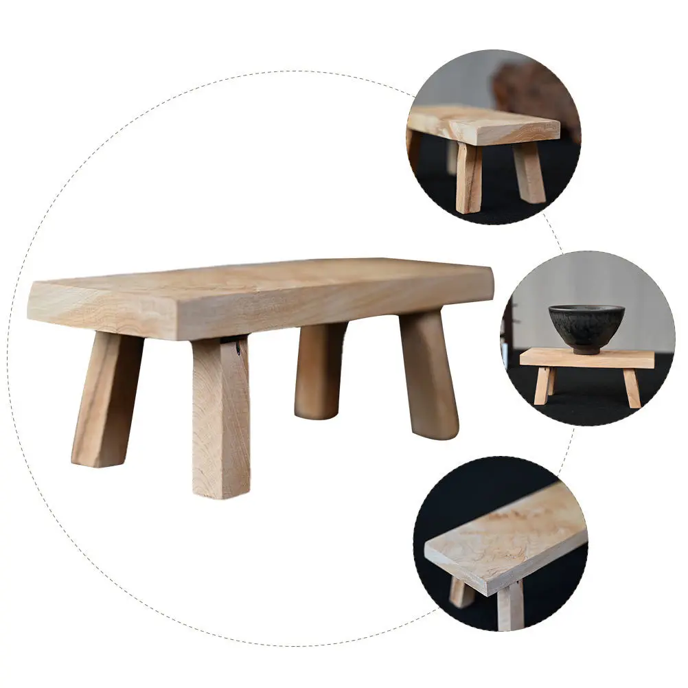 

Wooden Stool Sculpture Creative Desk Display Base Wood Craft Decor Holder Artworks Desktop Decoration Gift Choice