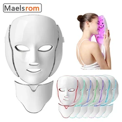 LED Light Facial Mask Machine Terapia de fótons Acne Rosto e Pescoço, Beleza LED Light Treatment, Rejuvenescimento da pele, 7 cores