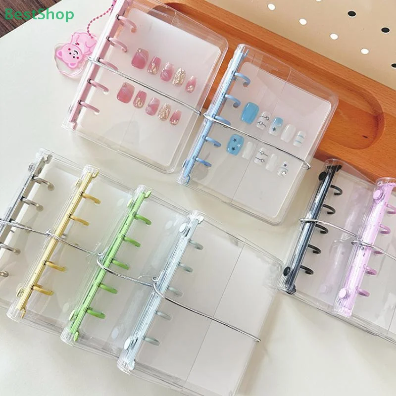 Książka do przechowywania sztucznych paznokci, sznurowana, wielokolorowa, 5 otworów, klips na karty, tablica ekspozycyjna, karta zamienna do oglądania kolorów.