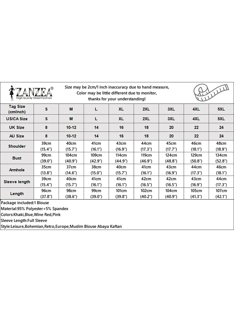Рубашка ZANZEA женская с лацканами и рукавом 3/4, Длинный топ в мусульманском стиле, повседневная одежда для индейки и абаи, весна-лето