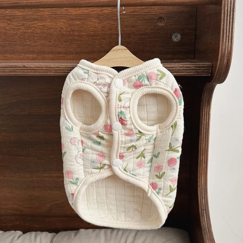 الشتاء مبطن الكلب سترة معطف أزياء لطيف الكلب الملابس لينة القطن جرو سترة سترة الكرتون طباعة القط أسفل سترة ملابس الحيوانات الأليفة #5