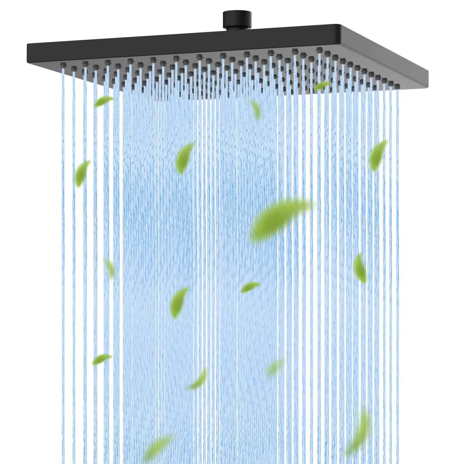 

12 Inch Square Rainfall Shower Head High Pressure Matte Black ABS Stainless Steel