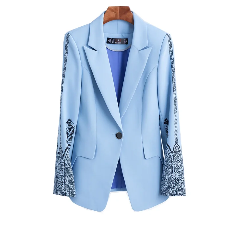 

Women 2024 New in Blue Blazer Female Casual Long Sleeve Blazers Elegant Office Ladies Business Work Wear Formal Jacket